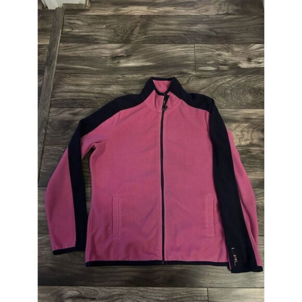 Lauren‎ Ralph Lauren Active Womens Pink Black Fleece Jacket Size Large 304